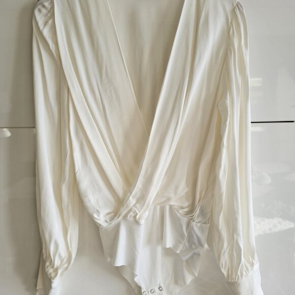 ZARA Surplice Long Sleeve Satin Bodysuit - Picture 3 of 10